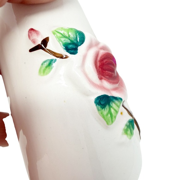 Vintage 1940s Japan Salt & Pepper Shakers Raised Roses Ceramic - Picture 3 of 11